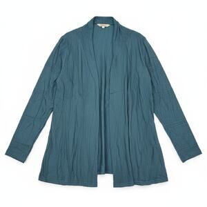 NEW Windhorse L/XL Teal Green Shawl Cardigan Lagenlook Casual Cotton Ripple